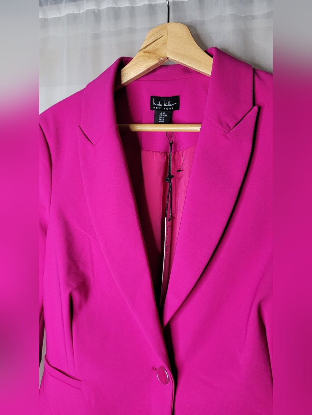 Nicole Miller Bright Fuchsia Single-button Blazer Medium Versatile Bold NEW - Picture 3 of 7